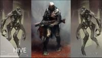 Concept art of a Hive Thrall and Trooper.