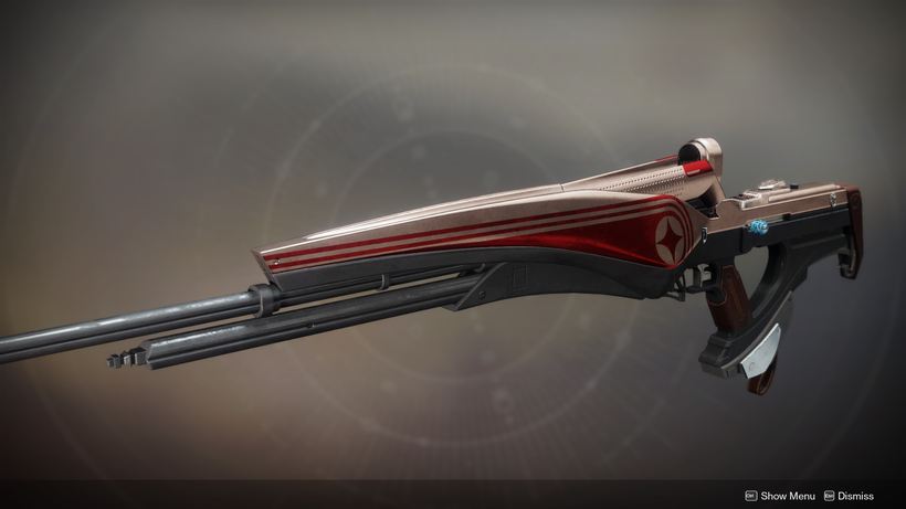 The Exotic Weapon, "Polaris Lance", with the Exotic Ornament, "The Bray Legacy"