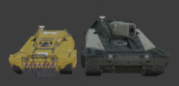 Extracted maintenance tank and Drake game assets, showing size difference.