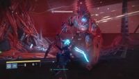 The Guardian facing a remnant without the Iron Axe. Yet it's all in vain as the SIVA protecting its armor can only be pierced by the blade of the Axe.