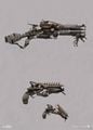 Concept art of Shrapnel Launcher and Shock Pistol.