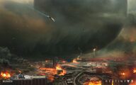 Concept art of the City during the Cabal assault.